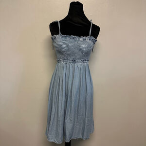 Women's Hem & Thread Blue Smocked Midi Dress Size small